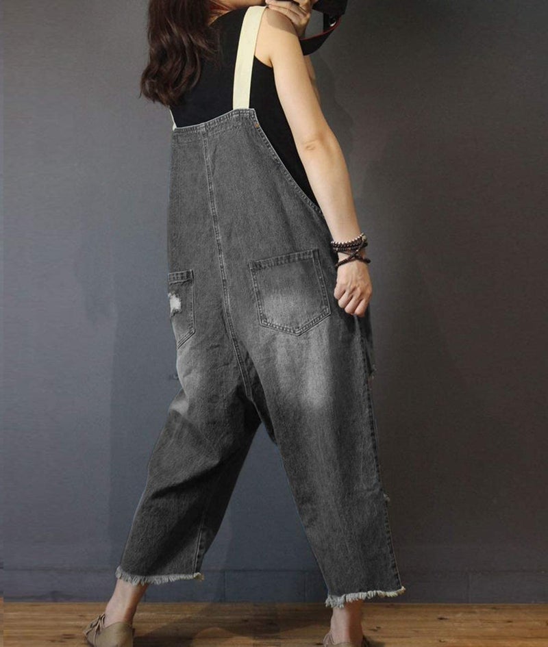 YESNO بدلة جينز كاجوال فضفاضة قصيرة للنساء YESNO 90s مع جيوب L P49 أسود - Image 4